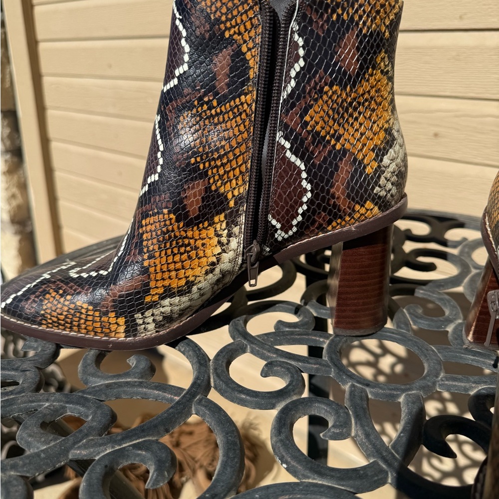 Gibson Latimer Multicolor Snake Print Heeled Boots